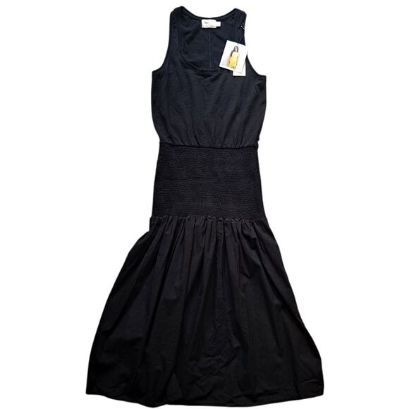 Nation LTD Sahar Combo Dress Smocked Neutral Minimalist Romantic Goth XS Black - Picture 6 of 15